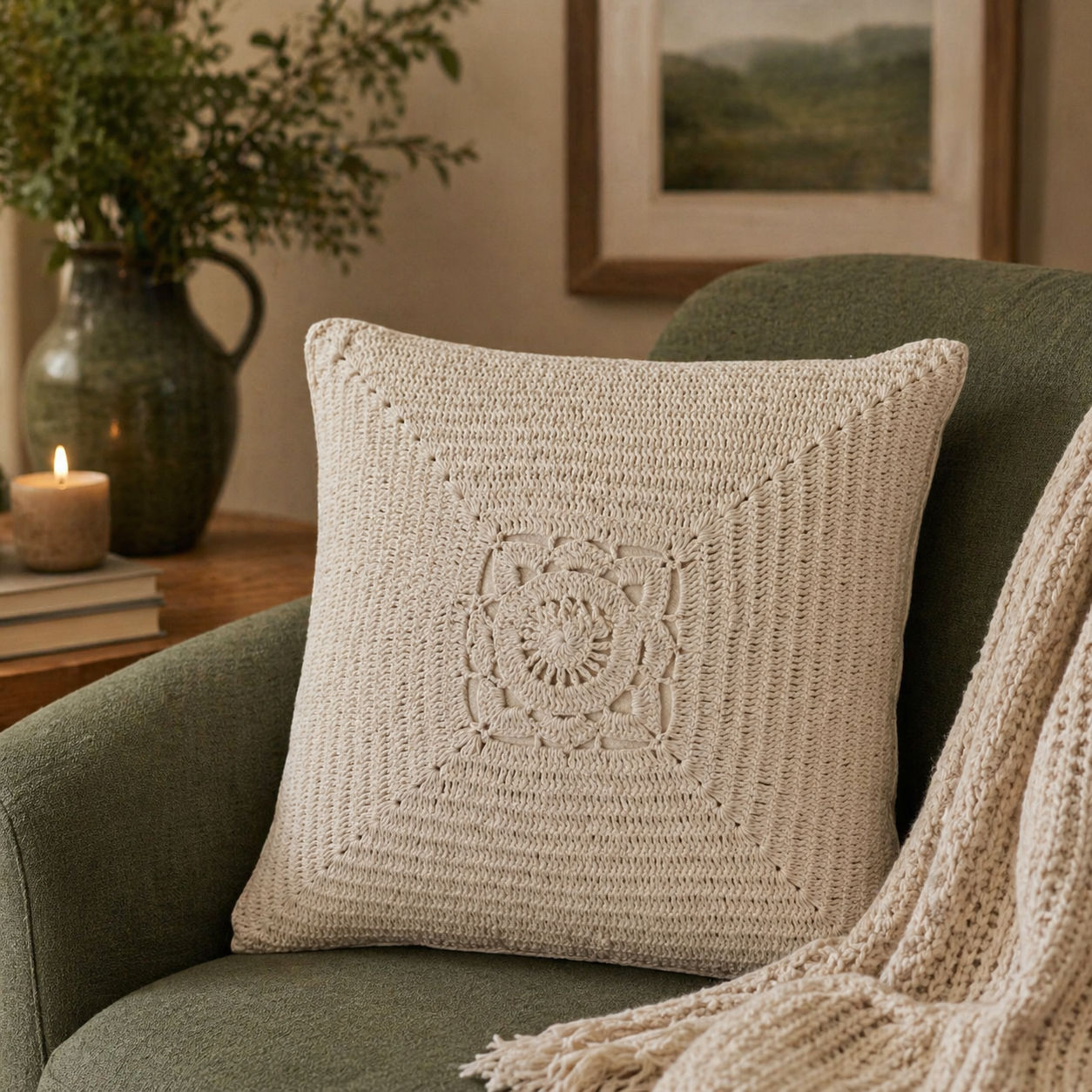Latest Design Crochet Cushion Cover